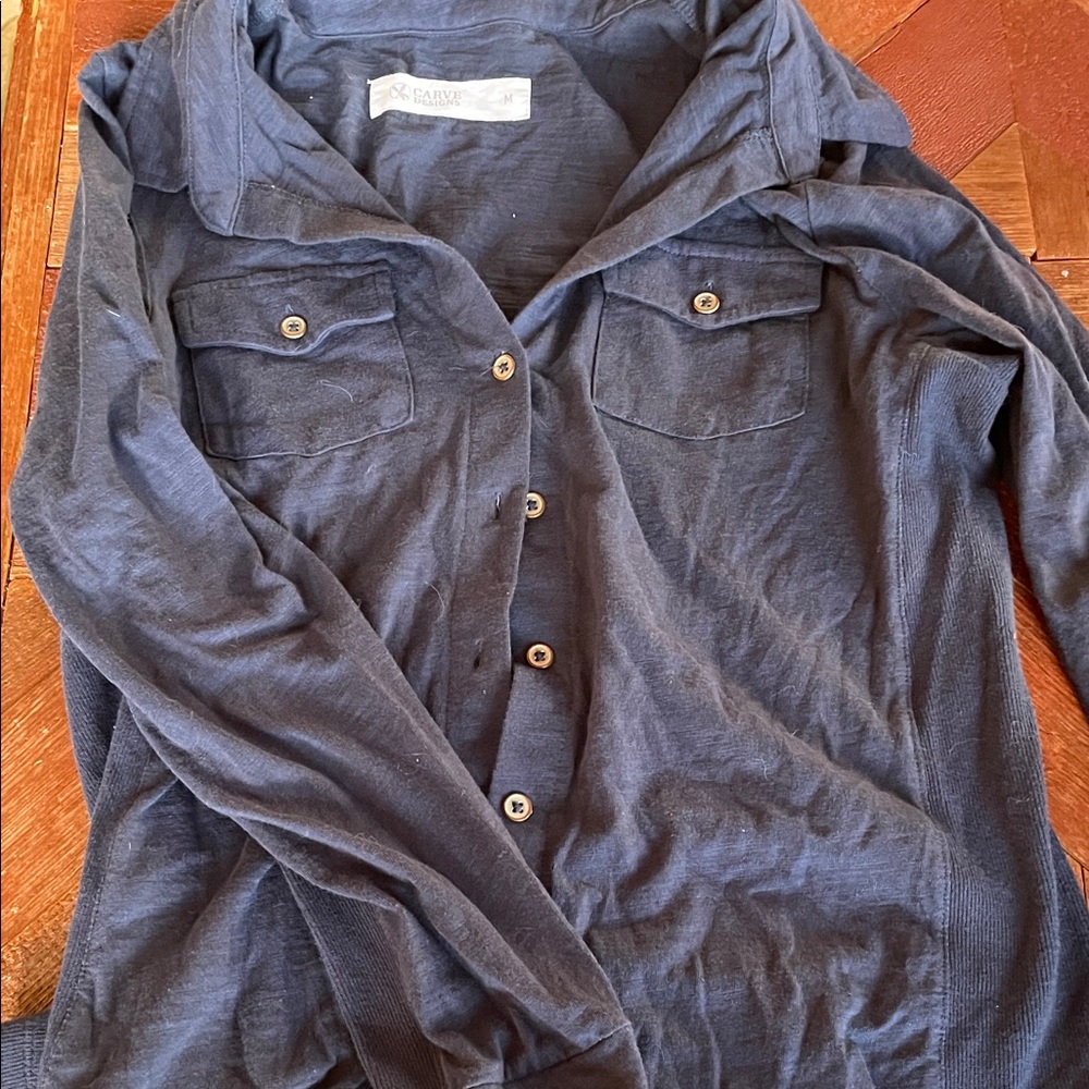 Carve Designs Navy Cotton Top with Subtle Texture